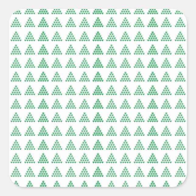 Adesivo Quadrado Flocos de neve verdes de Natal Estrelas Árvores, B (Frente)
