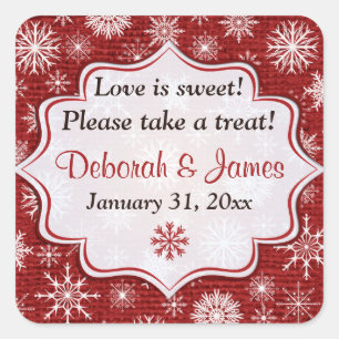 Adesivo Quadrado Flocos de neve vermelhos rústicos de serapilheira