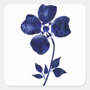 Adesivo Quadrado Flor azul