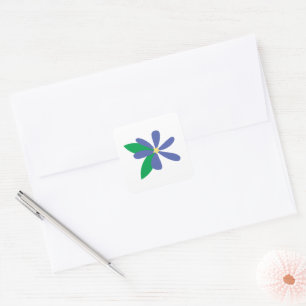 Adesivo Quadrado Flor Azul com Estrela Amarela