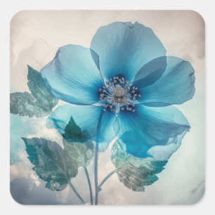 Adesivo Quadrado Flor Azul Eetéreo