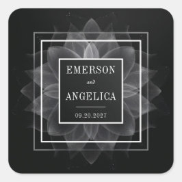 Adesivo Quadrado Flor Branca Etérea Geométrica Monocromática