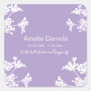 Adesivo Quadrado Flor Branco Em Memória