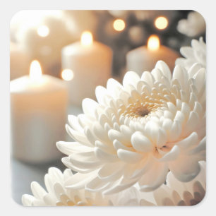 Adesivo Quadrado Flor Chrysanthemum e Velas