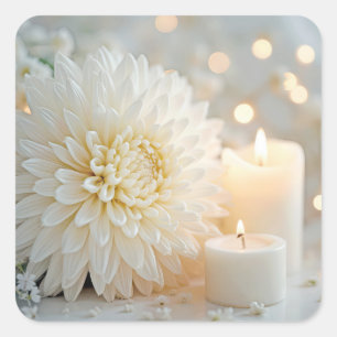 Adesivo Quadrado Flor Chrysanthemum e Velas