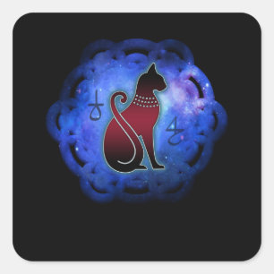 Adesivo Quadrado Flor Cósmica Da Vida Gato Egípcio