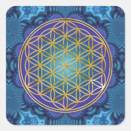 Adesivo Quadrado Flor Da Vida - Ouro - Frente 1