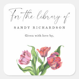 Adesivo Quadrado FLOR DE Aquarela - para a biblioteca de