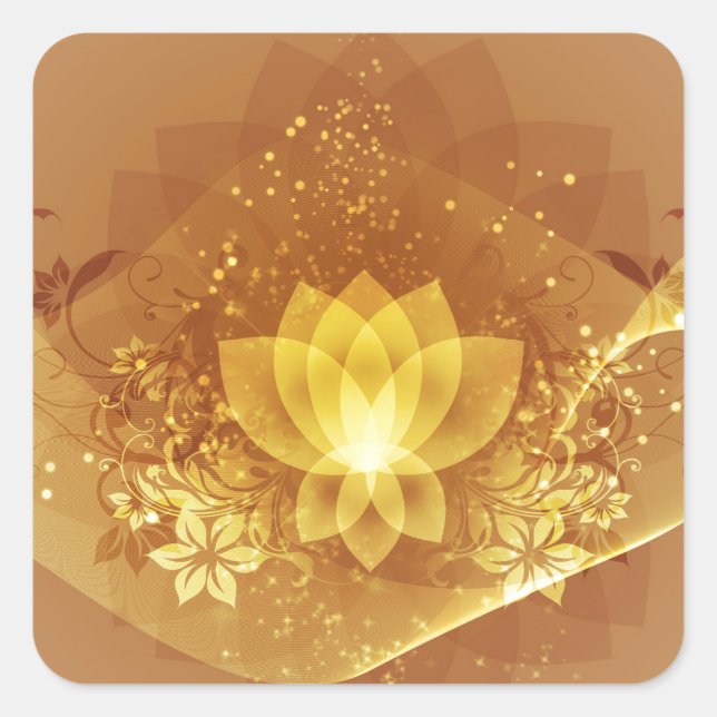 Adesivo Quadrado Flor de Lotus Dourada (Frente)