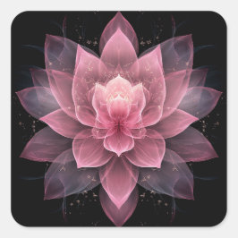 Adesivo Quadrado Flor de lótus etéreo - Flor de Rosa claro Preta