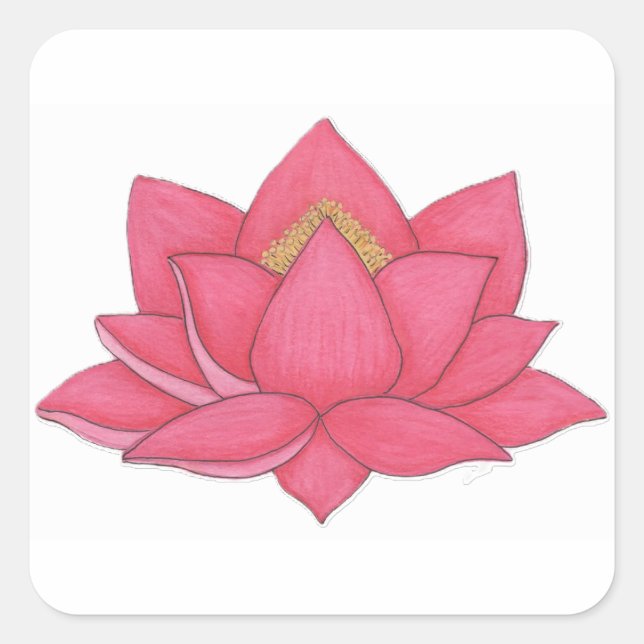 Adesivo Quadrado Flor de Lotus Rosa (Frente)