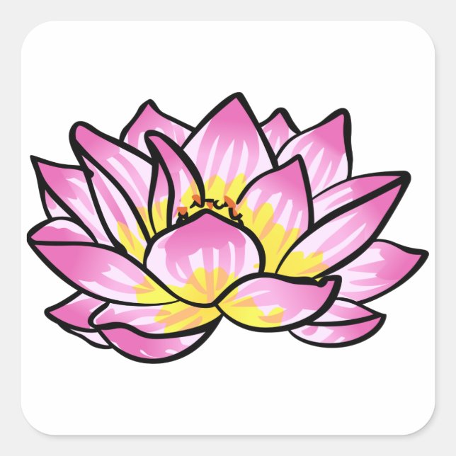 Adesivo Quadrado Flor de Lotus Rosa