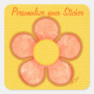 Adesivo Quadrado Flor de Pérolas Laranja