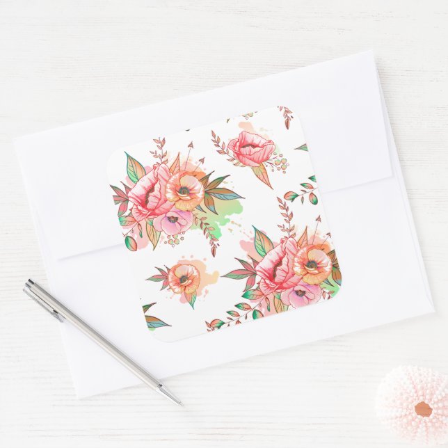 Adesivo Quadrado Flor de primavera (Envelope)