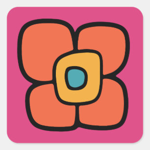 Adesivo Quadrado Flor de Primavera Retro
