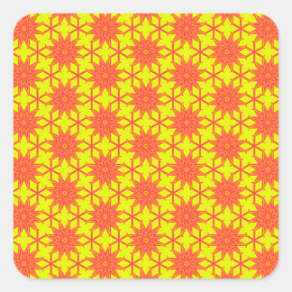Adesivo Quadrado Flor de Starburst Laranja em Amarelo