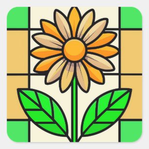 Adesivo Quadrado Flor de vidro contida
