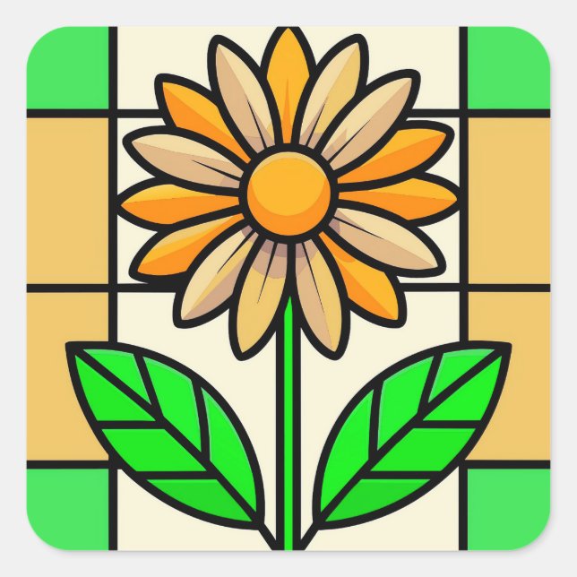 Adesivo Quadrado Flor de vidro contida (Frente)