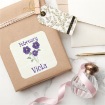 Flor de Viola em Aquarela para Aniversário de Feve