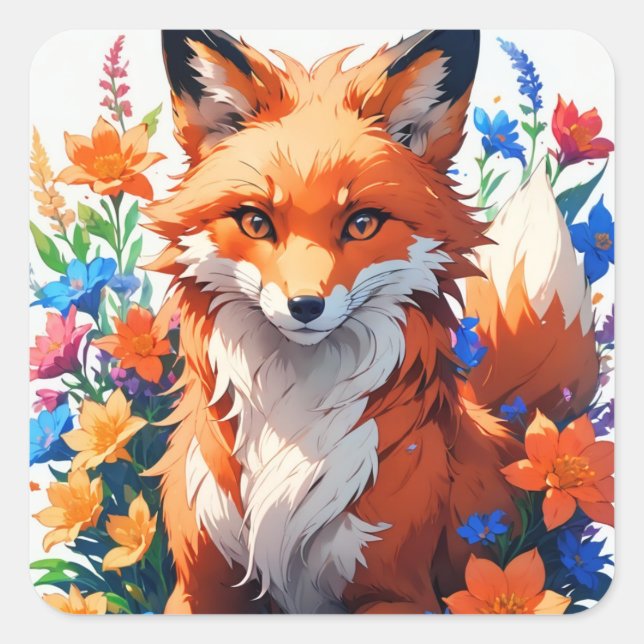 Adesivo Quadrado Flor Fox (Frente)