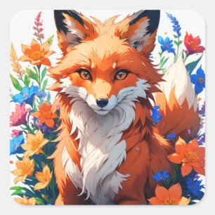 Adesivo Quadrado Flor Fox
