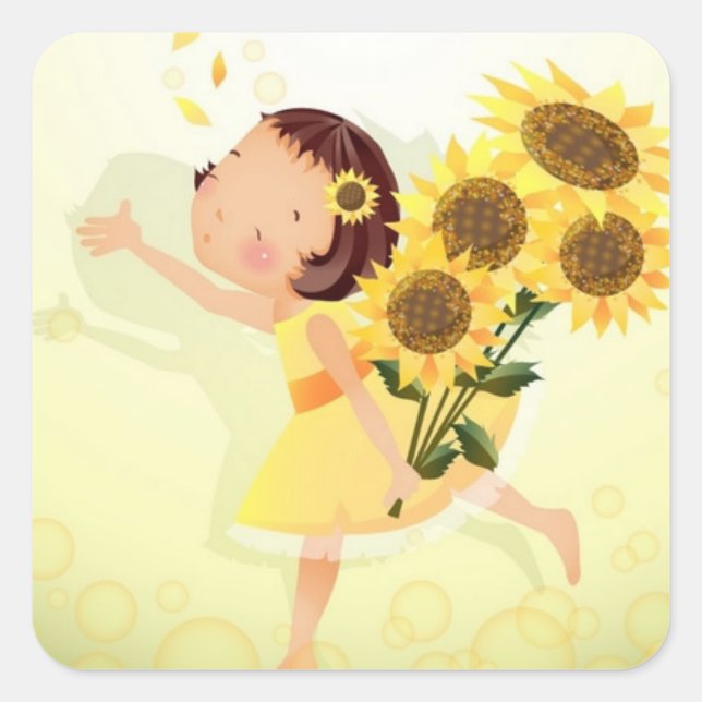 Adesivo Quadrado Flor Girl Stickers (Frente)