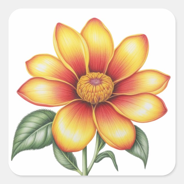 Adesivo Quadrado Flor Laranja (Frente)