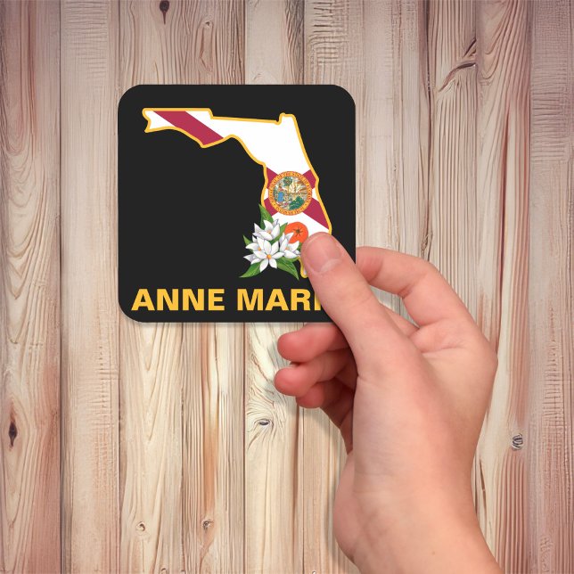 Adesivo Quadrado Flor Laranja do Estado de Sinalizador da Flórida P (Criador carregado)