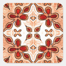 Adesivo Quadrado Flor Laranja Inspirado em Português Azulejos