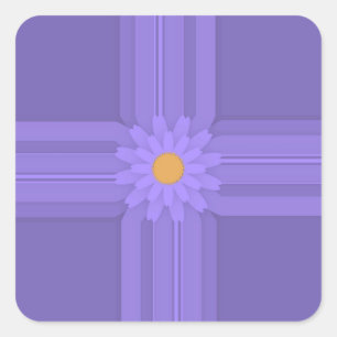 Adesivo Quadrado Flor Morada Simples na Cruz Impressão Moderna em M