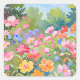 Adesivo Quadrado Flor no Campo