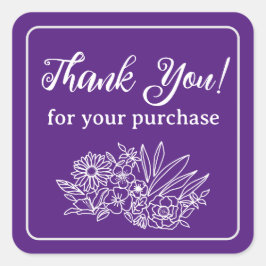 Adesivo Quadrado Flor Para Pequenas Empresas Obrigado