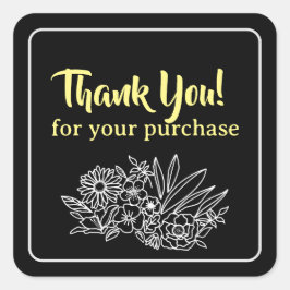 Adesivo Quadrado Flor Para Pequenas Empresas Obrigado