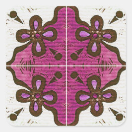 Adesivo Quadrado Flor rosa inspirado em Azulejos portugueses