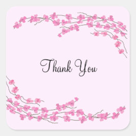 Adesivo Quadrado Flor Rosa Obrigado