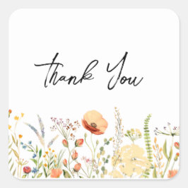 Adesivo Quadrado Flor Selvagem Obrigado Sticker