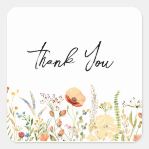 Adesivo Quadrado Flor Selvagem Obrigado Sticker