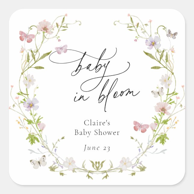 Adesivo Quadrado Flor-silvestre Wreath Baby in Bloom (Frente)