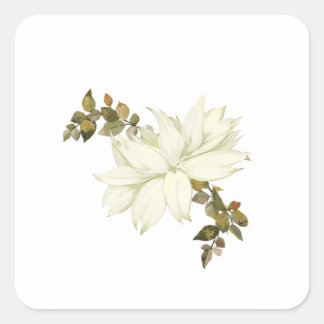 Adesivo Quadrado Flor Simplista Branca e Folhagem