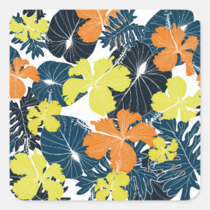 Adesivo Quadrado Floração de Primavera: Textura Floral Vintage