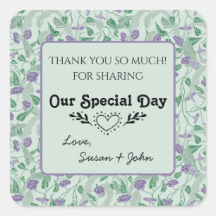 Adesivo Quadrado Floração Decorativa de Hera com Flor Roxa Vitorian