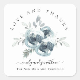 Adesivo Quadrado Florais Festivos Modernos Obrigado Casamento