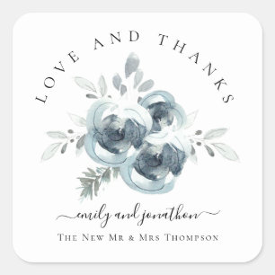 Adesivo Quadrado Florais Festivos Modernos Obrigado Casamento