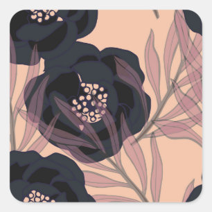 Adesivo Quadrado Floral abstrato elegância, fundo artístico.