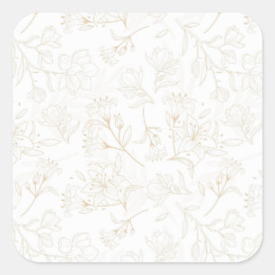 Adesivo Quadrado Floral Abstrato Vintage Watercolor, feminino