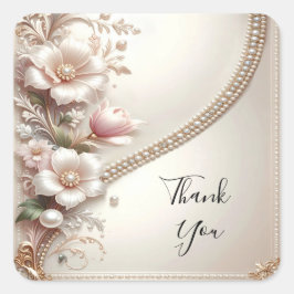 Adesivo Quadrado Floral and Pearl Embellishments Sticker