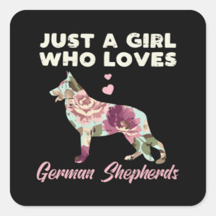 Adesivo Quadrado Floral Apenas Uma Menina Que Ama German shepherd