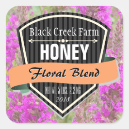 Adesivo Quadrado Floral Blend Personalizado Honey Jar
