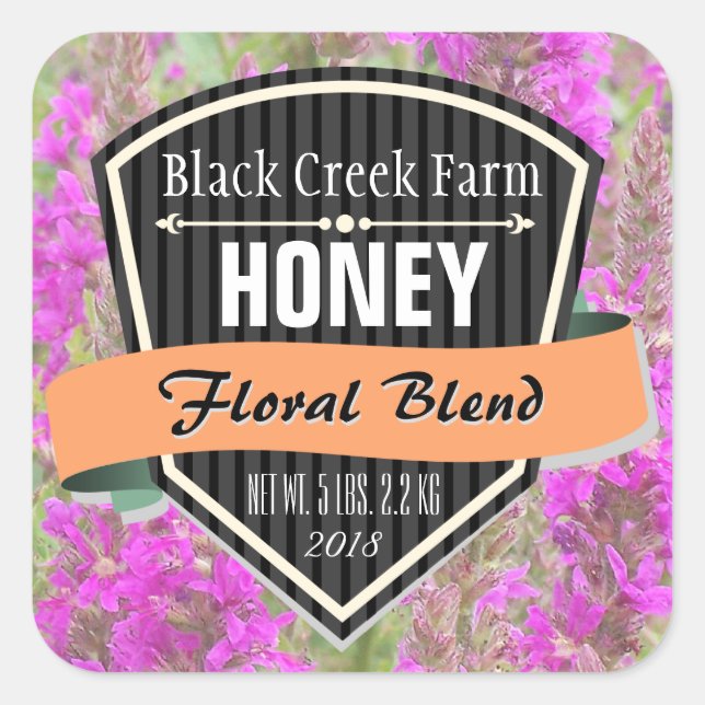 Adesivo Quadrado Floral Blend Personalizado Honey Jar (Frente)