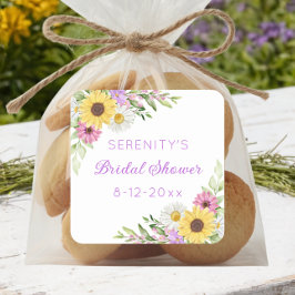 Adesivo Quadrado Floral Boho Sunflower Daisy Bridal Shower